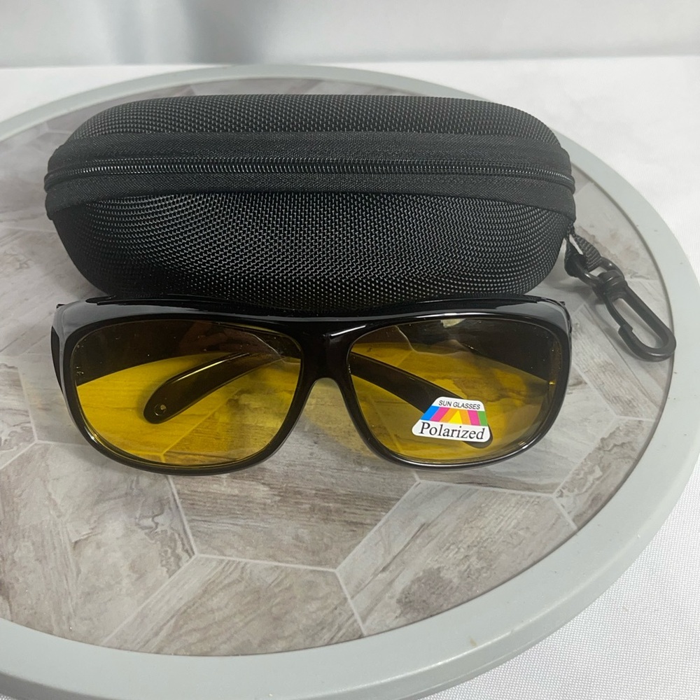 Polarized Black Frame Sunglasses with Firm Case Brand New